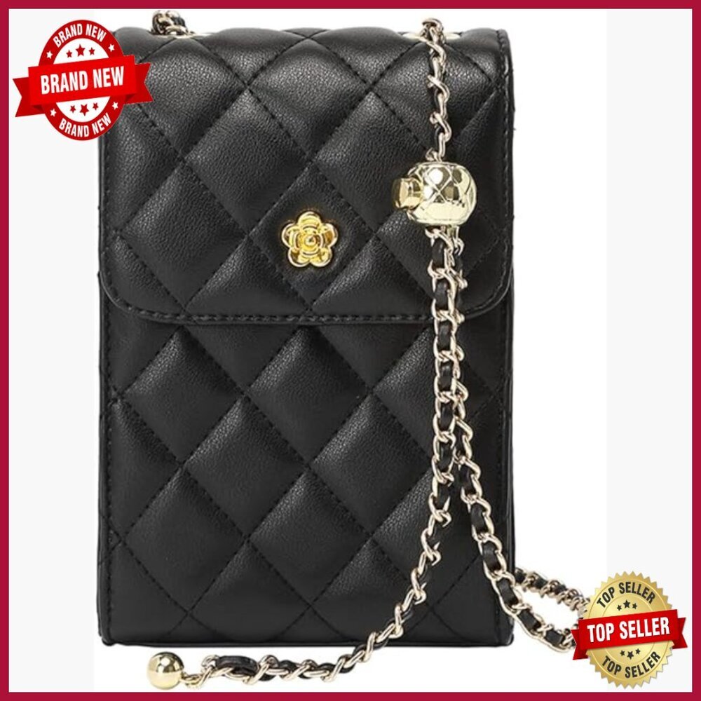Genuine Leather Satchel Crossbody Bag with Chain Strap Flap Closure